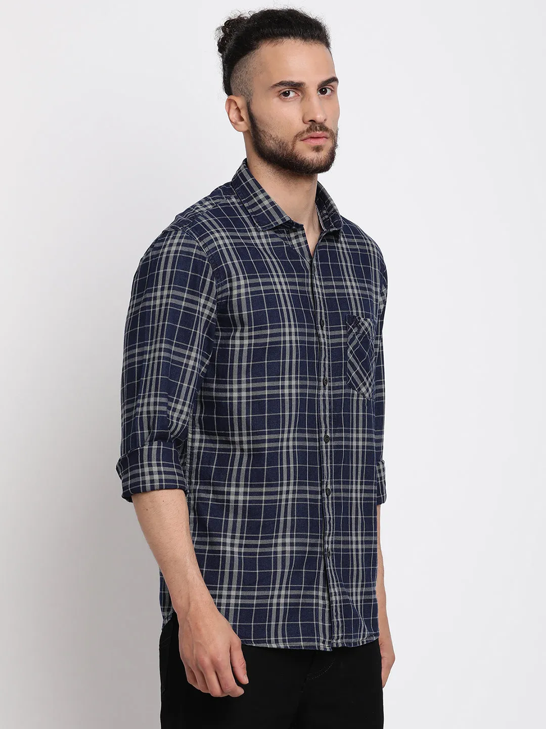 Men's Black Casual Big Checks Full Sleeve Shirt