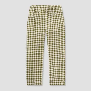 Men's Botanical Green Gingham Linen Pyjama Trousers