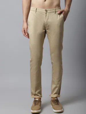 Men's Casual Flat front Khaki Checks Trousers