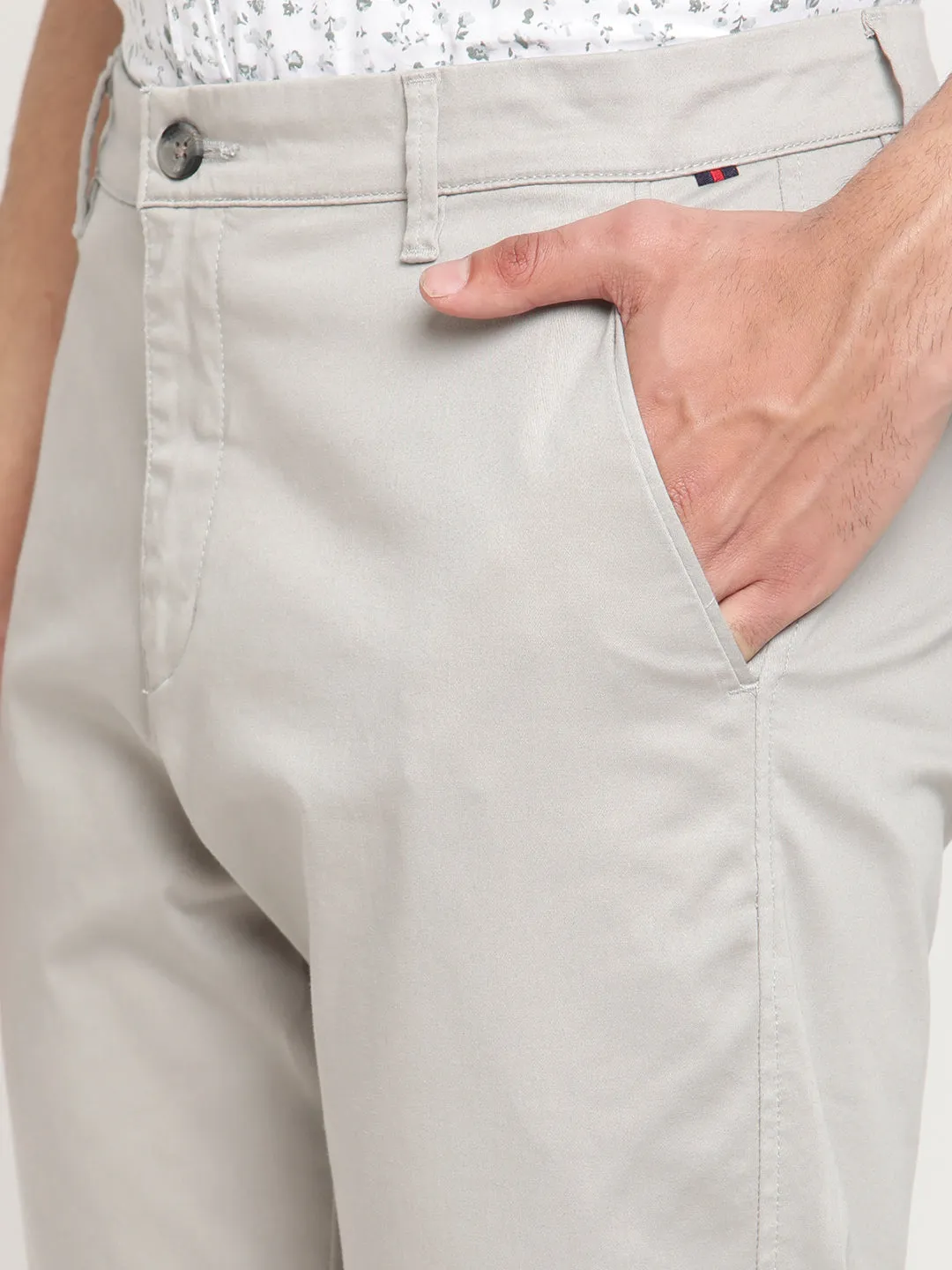 Men's Casual Flat front Light Grey  Trousers