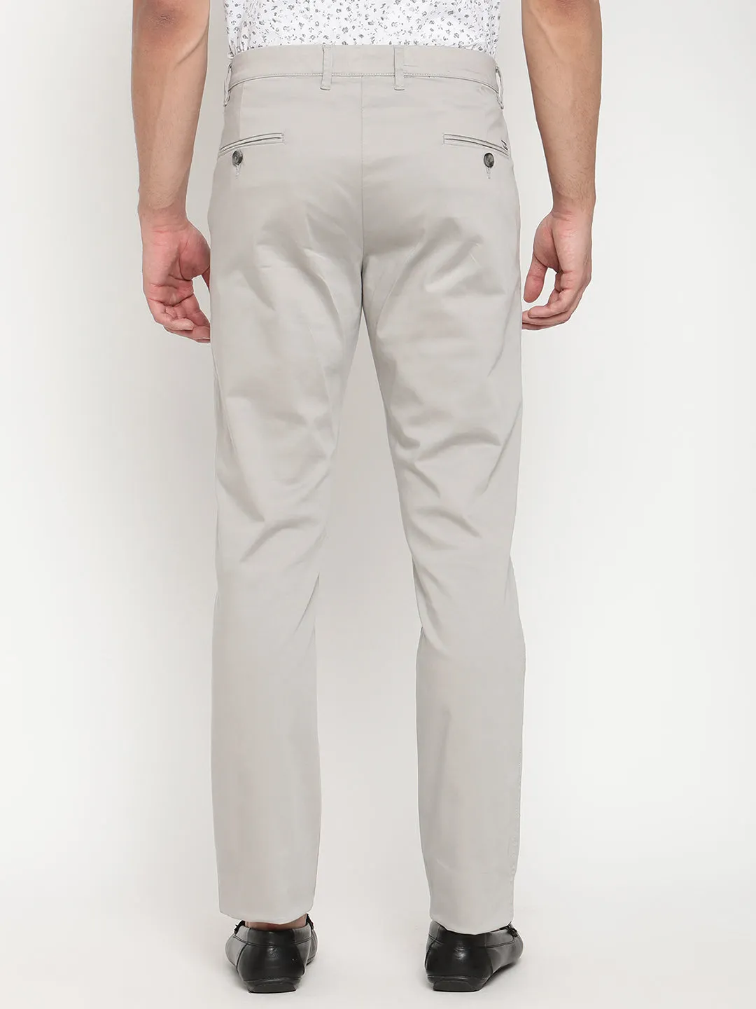 Men's Casual Flat front Light Grey  Trousers