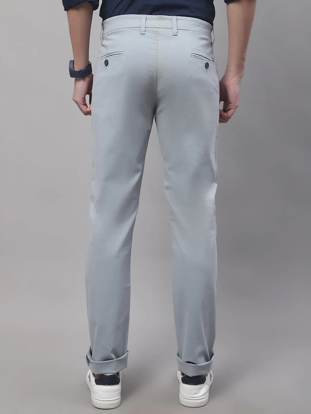 Men's Casual Flat front Sky Blue  Trousers