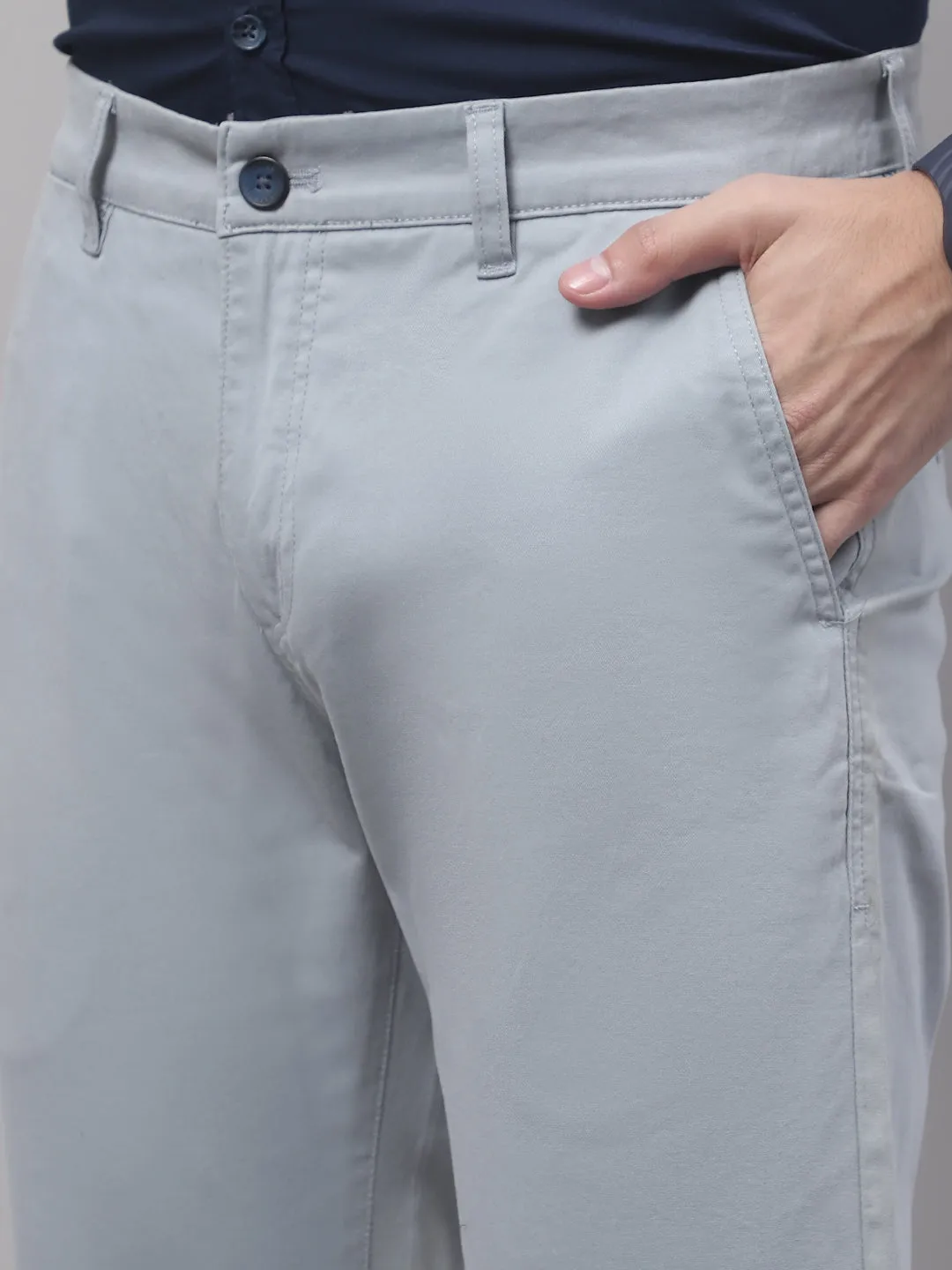 Men's Casual Flat front Sky Blue  Trousers