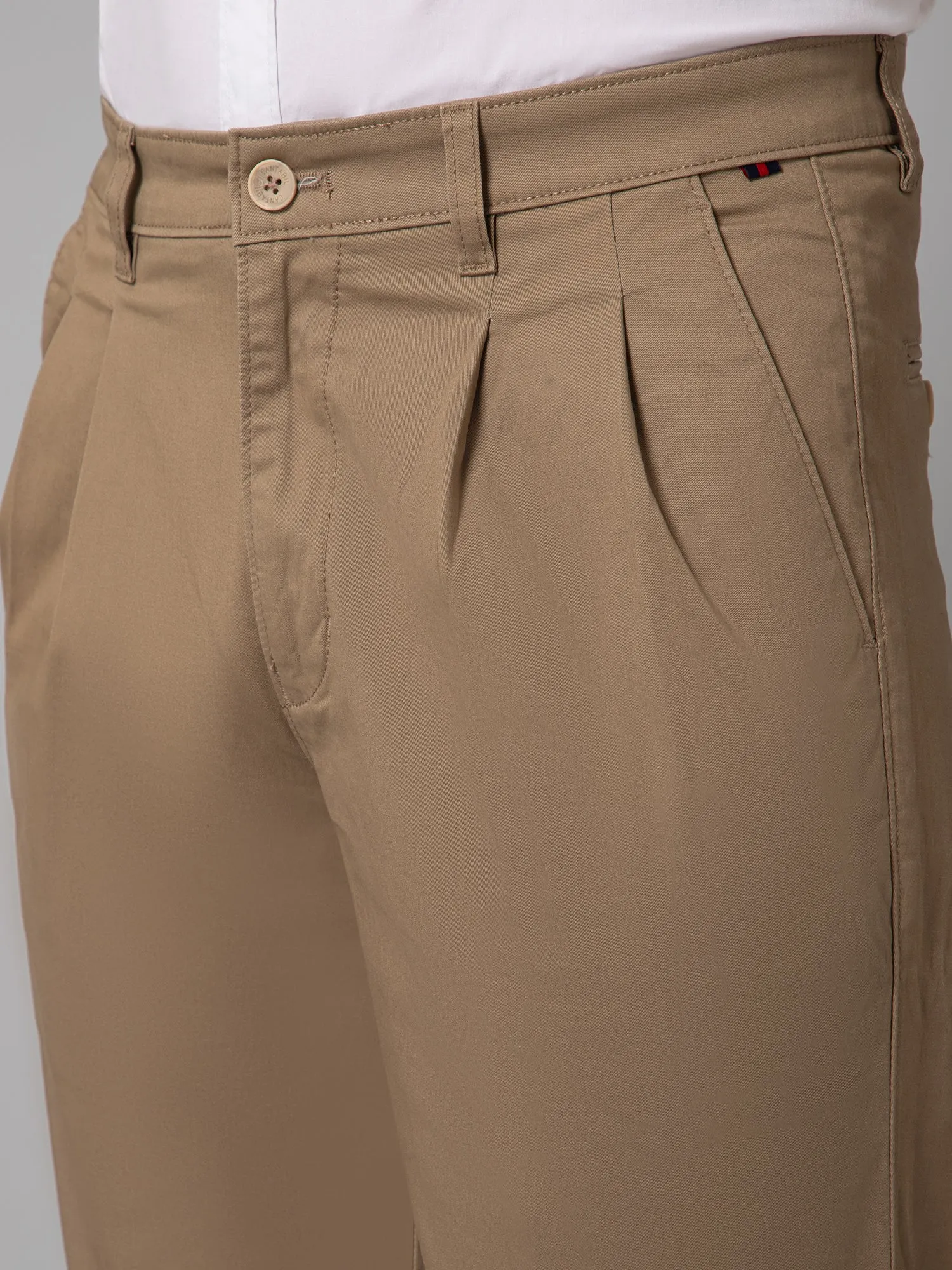 Men's Casual Pleated front Khaki  Trousers