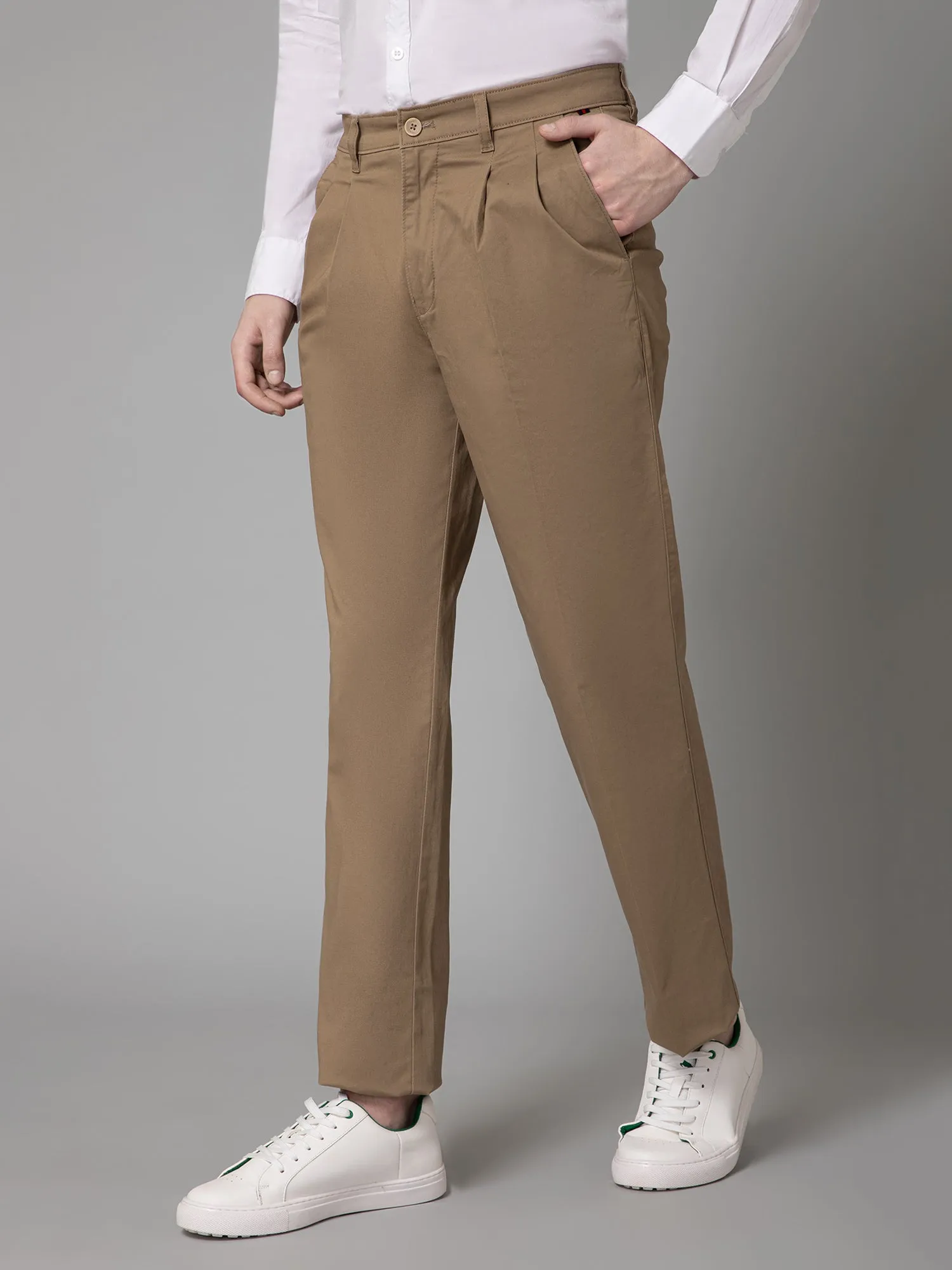 Men's Casual Pleated front Khaki  Trousers