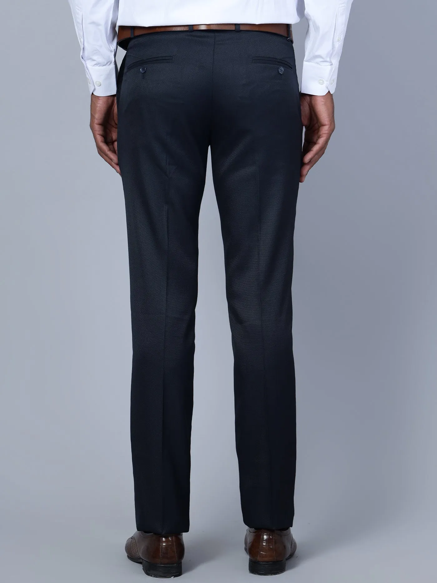 Men's Partywear Flat front Navy Blue  Trousers