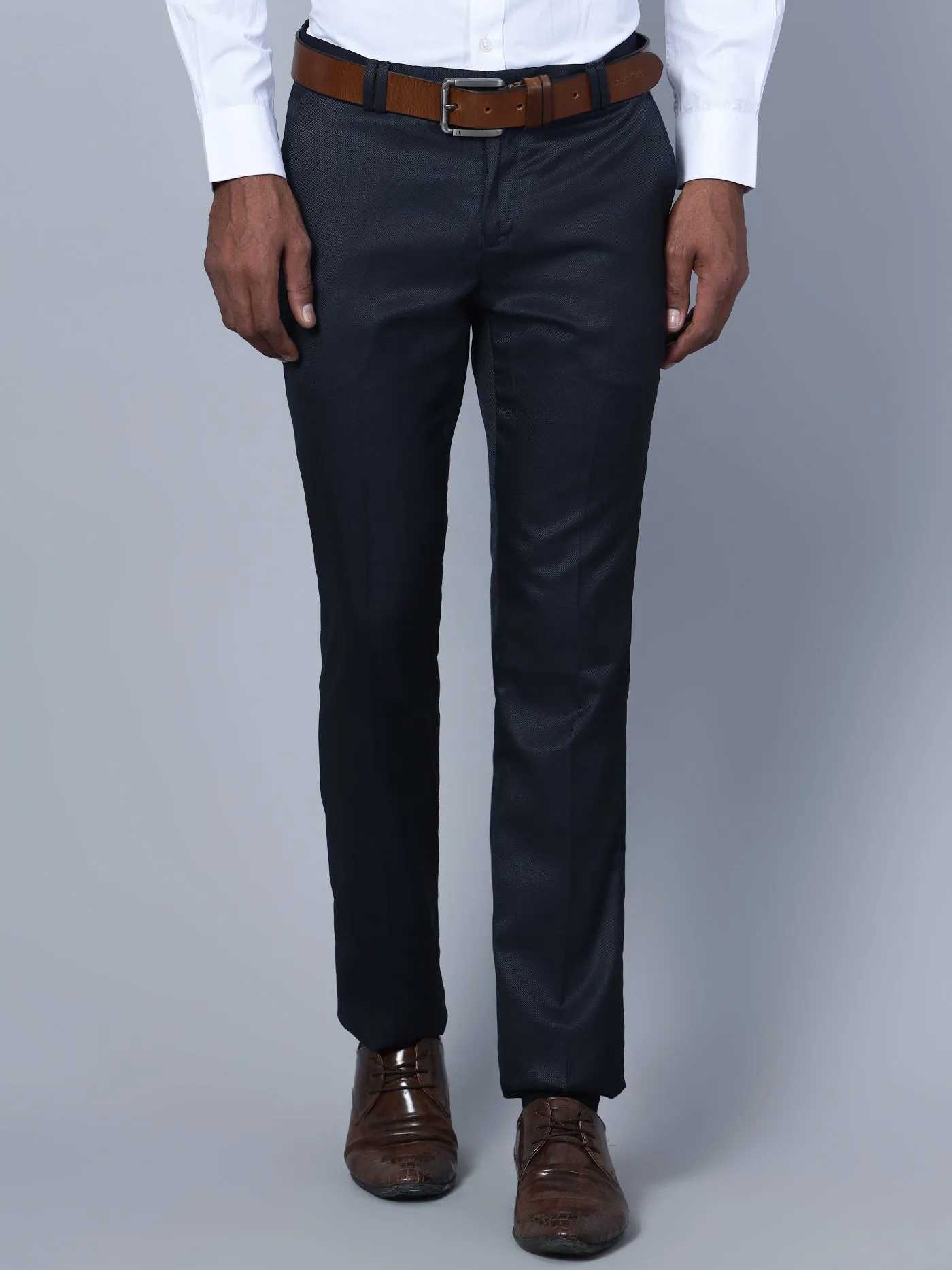 Men's Partywear Flat front Navy Blue  Trousers