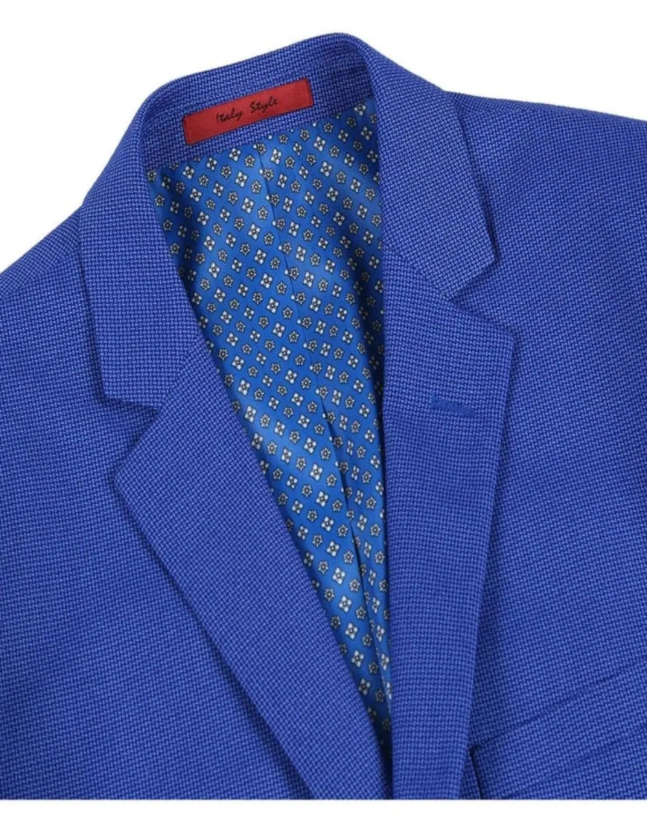 Mens Two Button Slim Fit Sport Coat Micro Check Blue Purple Blazer