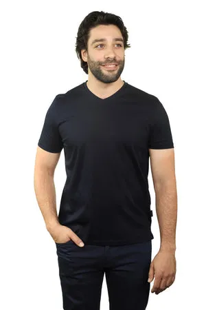 MERCERIZED COTTON V-NECK T-SHIRT