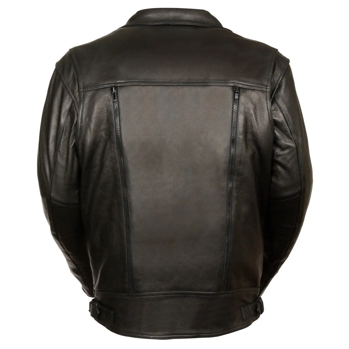 Milwaukee Leather LKM1760 Men's Black Leather Motorcycle Riders Jacket w/ Multi-Utility Pockets