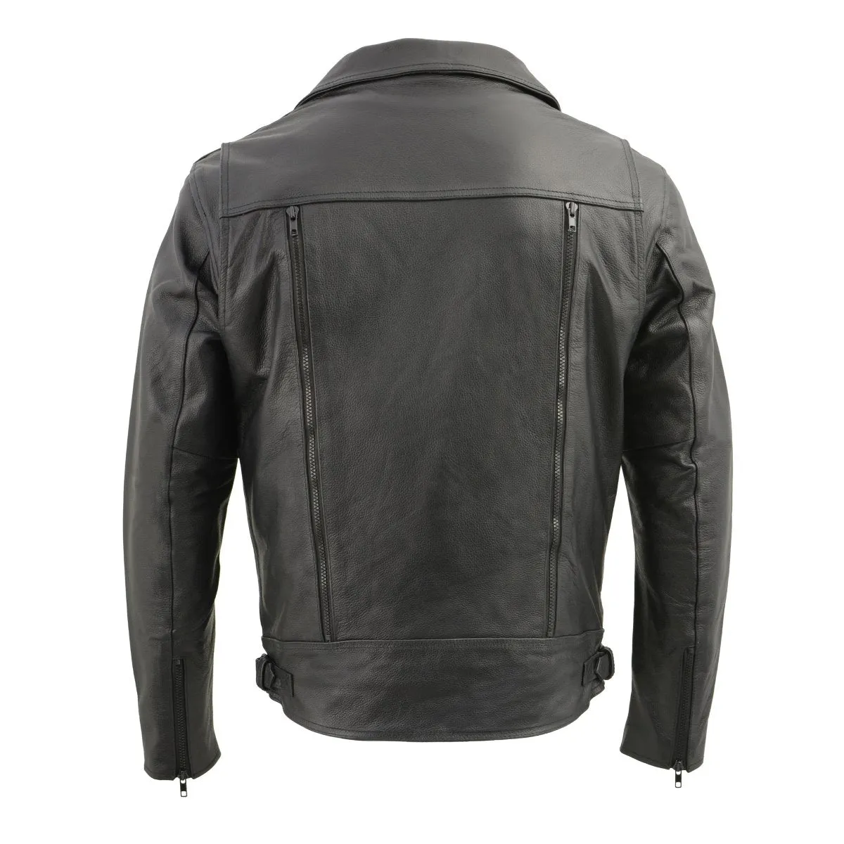 Milwaukee Leather LKM1760 Men's Black Leather Motorcycle Riders Jacket w/ Multi-Utility Pockets