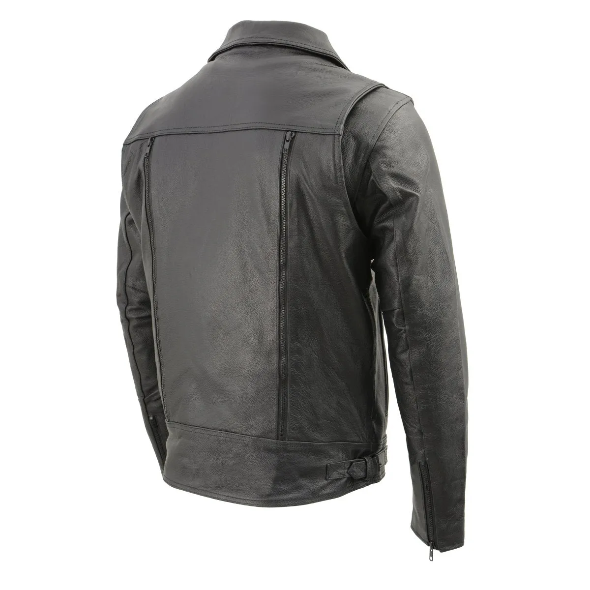 Milwaukee Leather LKM1760 Men's Black Leather Motorcycle Riders Jacket w/ Multi-Utility Pockets