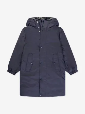 Moncler Enfant Boys Down Iruwa Long parka Coat in Navy