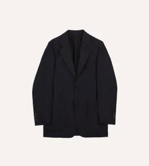 Navy Wool Flannel Tailored Jacket