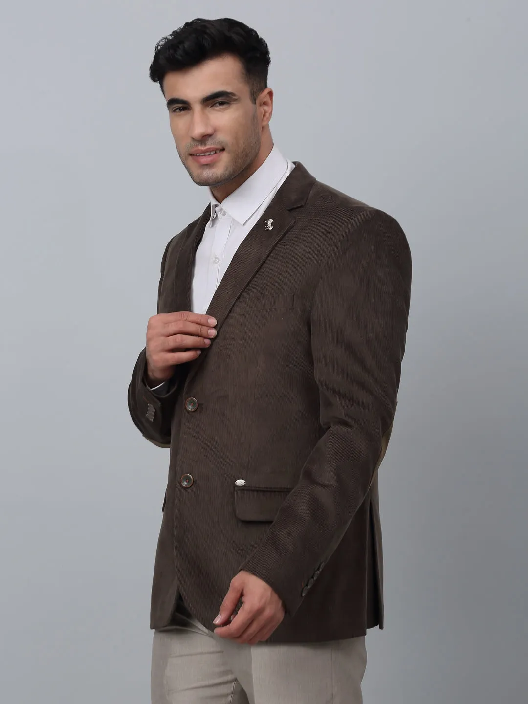 Olive Solid Full Sleeves Formal Blazer For Men