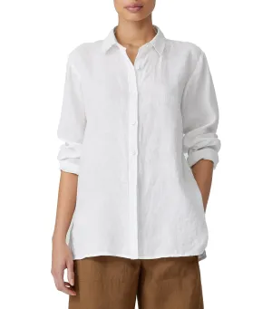 Organic Handkerchief Linen Classic Collar Shirt White