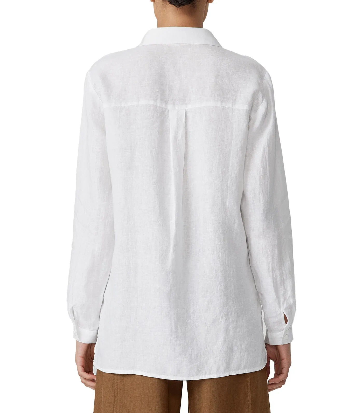 Organic Handkerchief Linen Classic Collar Shirt White