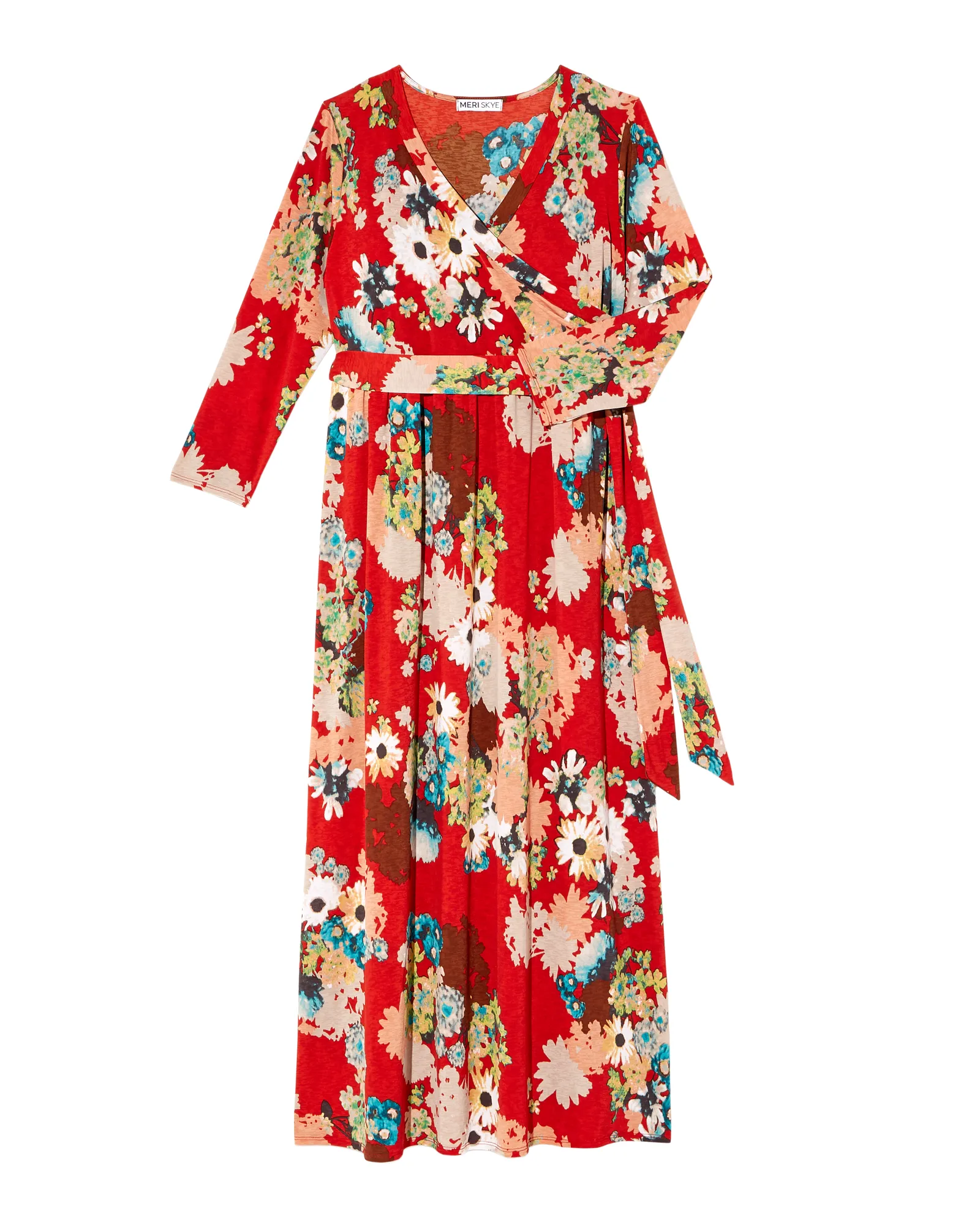 Palm Beach 3/4 Sleeve Maxi Dress | Orange / White