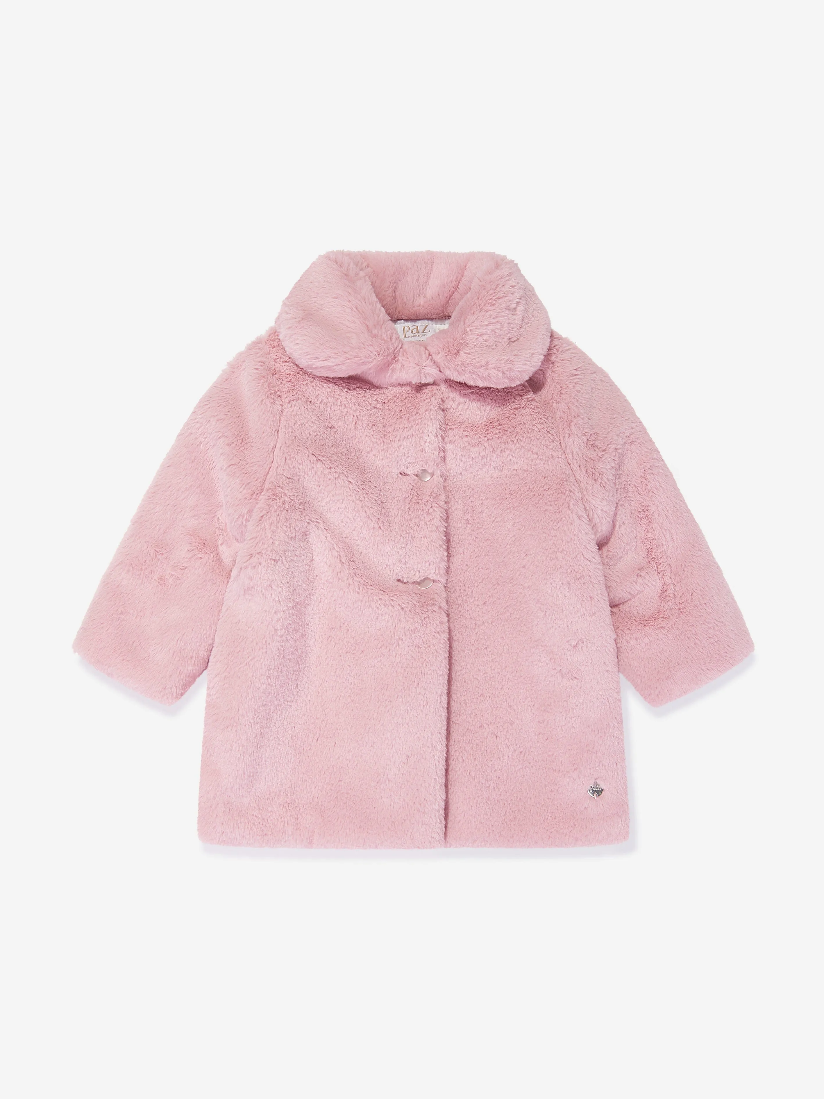 Paz Rodriguez Girls Faux Fur Coat in Pink