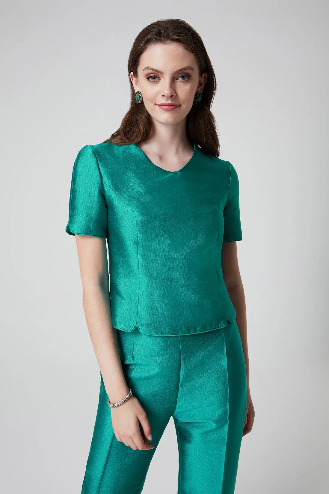 Peacock Sateen Top - Tessa