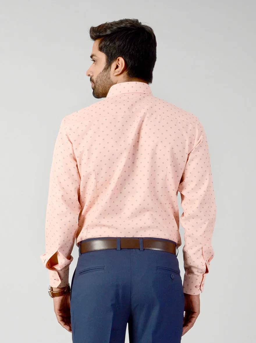 Pink & Blue Self Textured Slim Fit Formal Shirt | Greenfibre