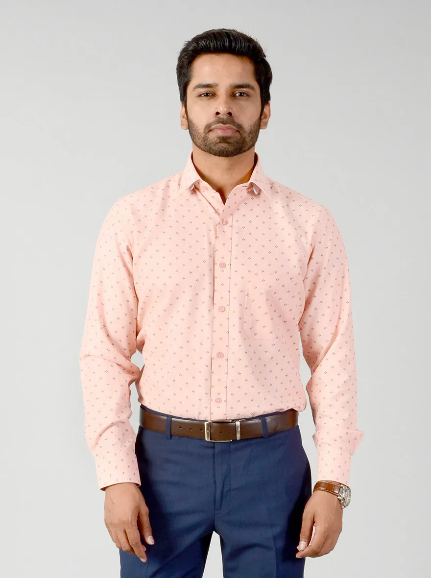 Pink & Blue Self Textured Slim Fit Formal Shirt | Greenfibre