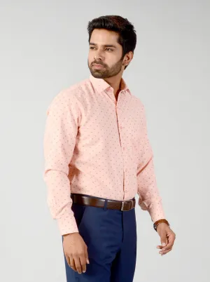 Pink & Blue Self Textured Slim Fit Formal Shirt | Greenfibre