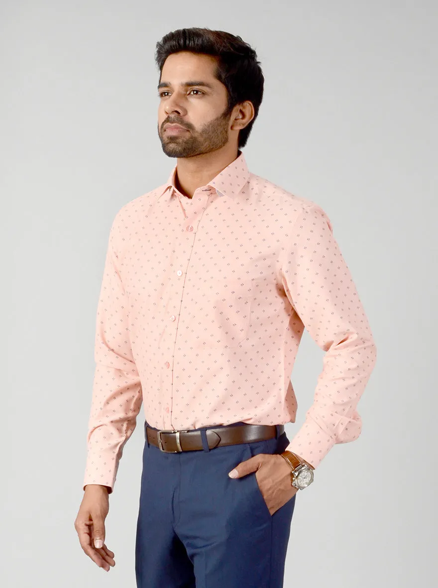 Pink & Blue Self Textured Slim Fit Formal Shirt | Greenfibre