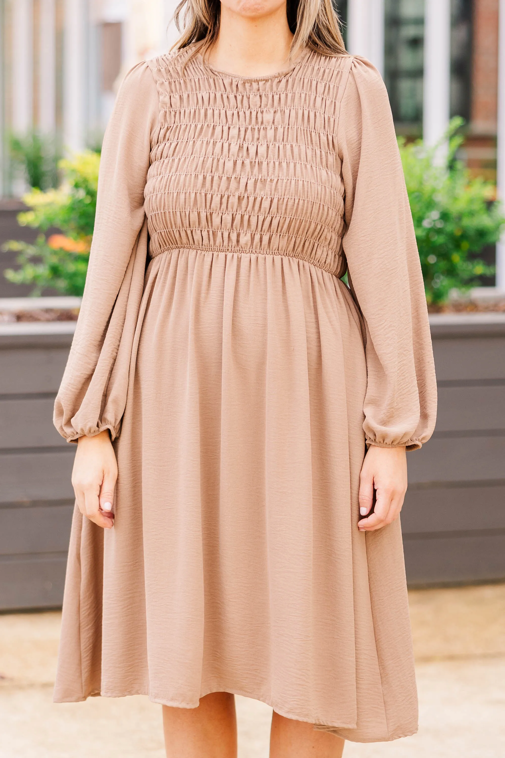 Polished Pearl Dress, Taupe