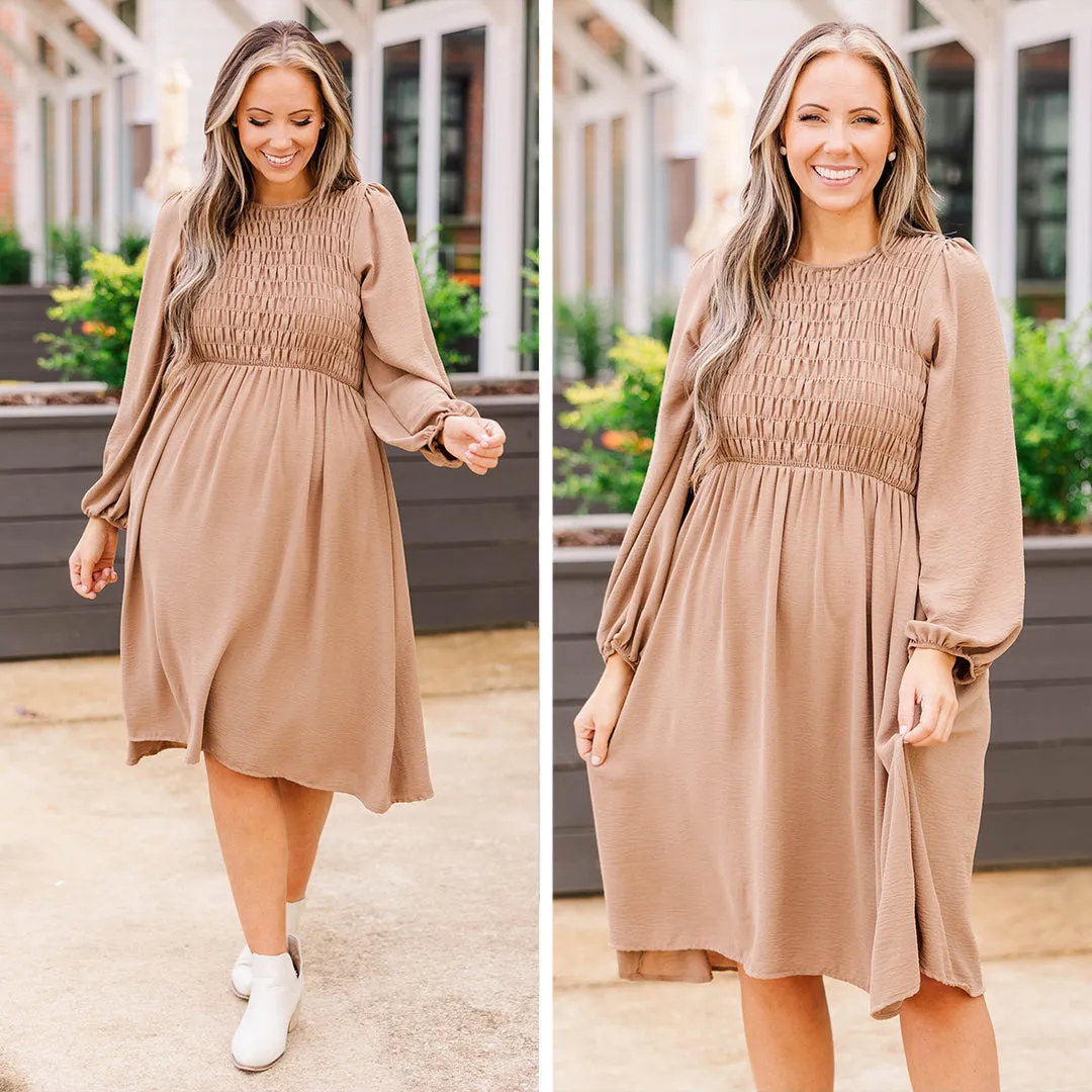 Polished Pearl Dress, Taupe