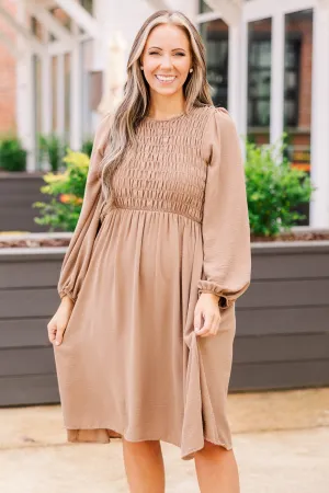 Polished Pearl Dress, Taupe