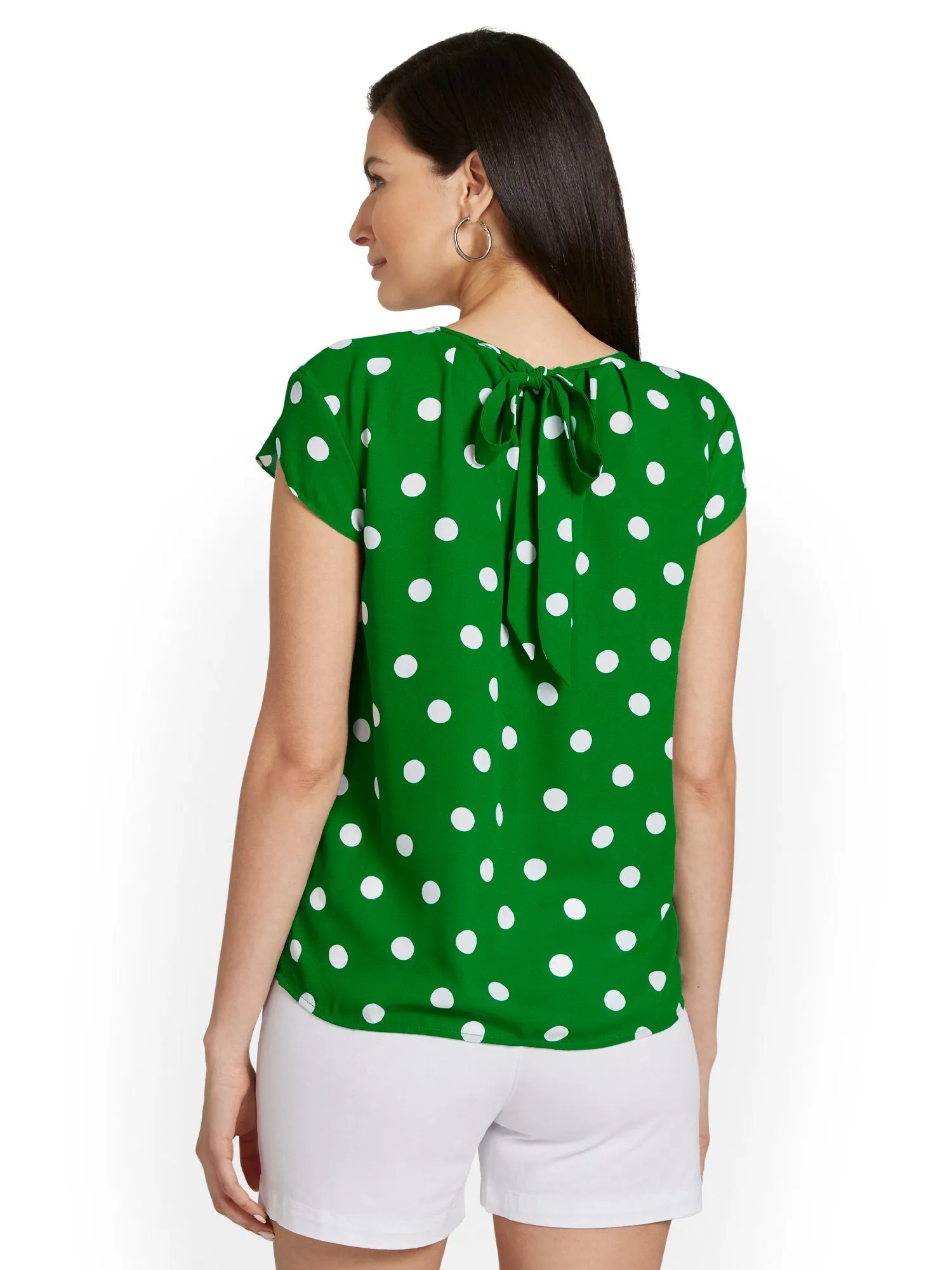 Polka-Dot Keyhole Cut-Out Top