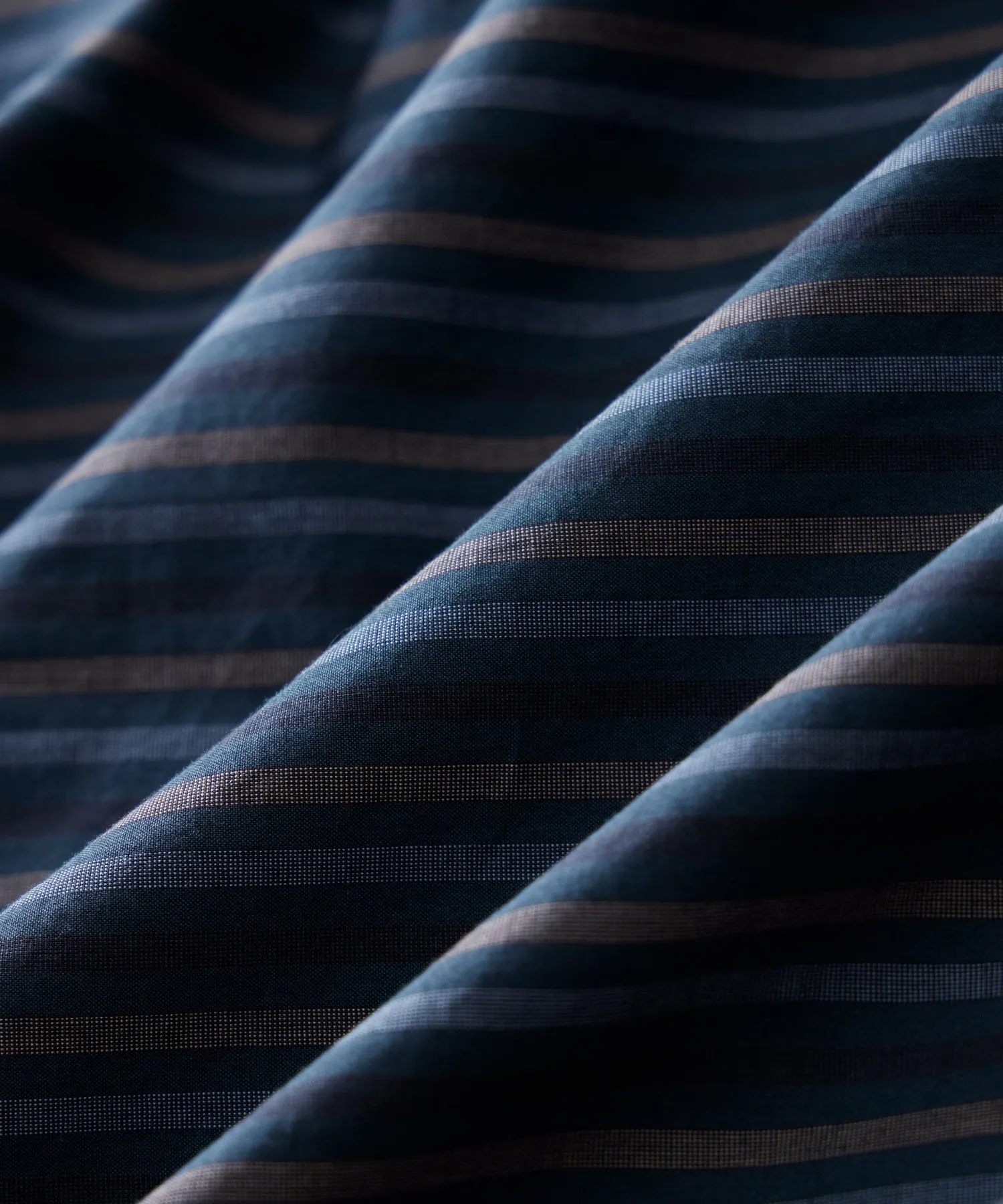 Poplin Sport Shirt in Navy Multi Stripe