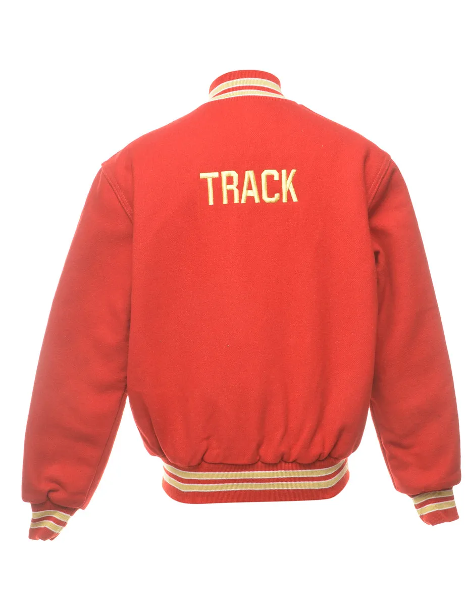 Popper Front Red Bomber Jacket - L