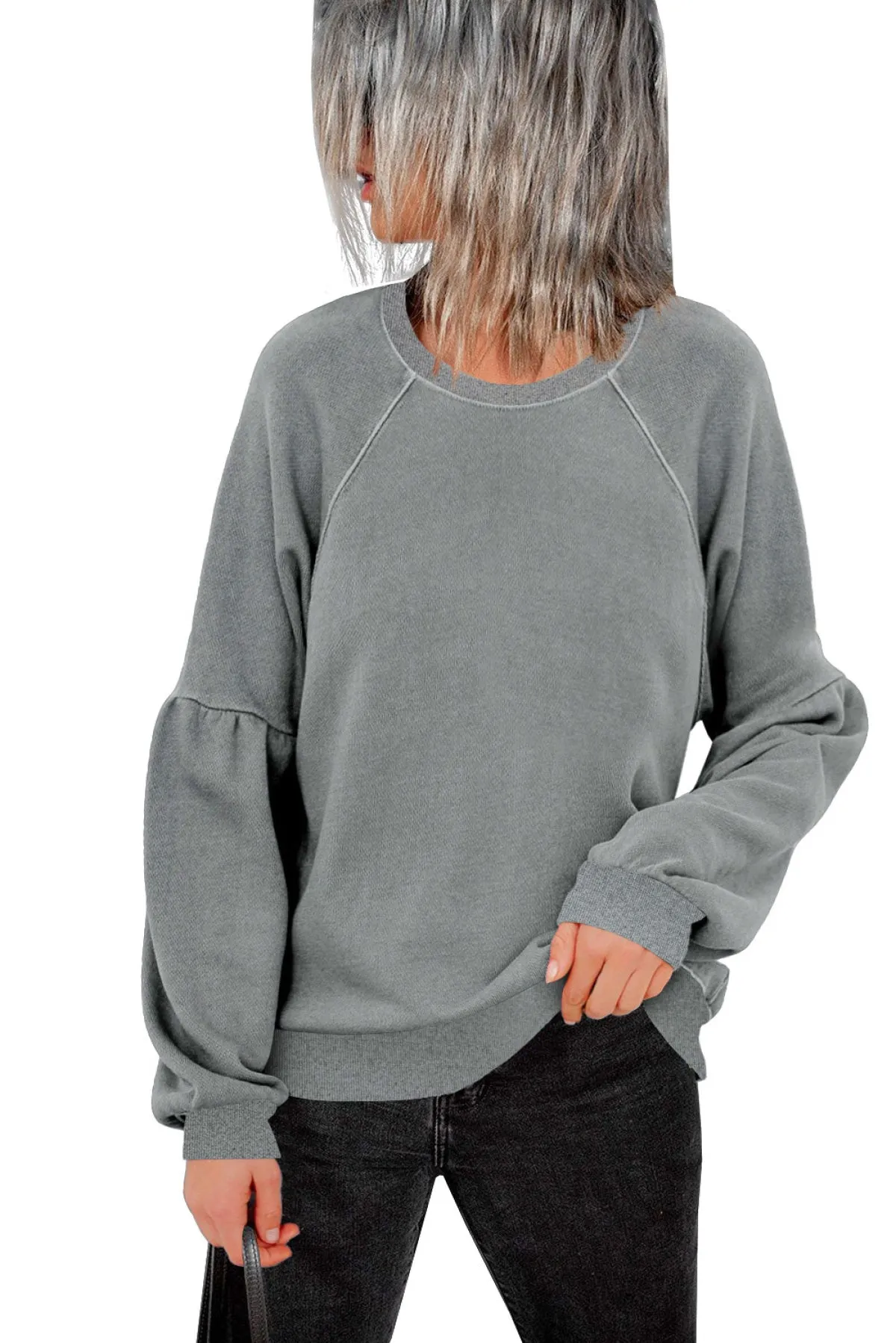 Raglan Patchwork Sleeve Pullover Sweatshirt