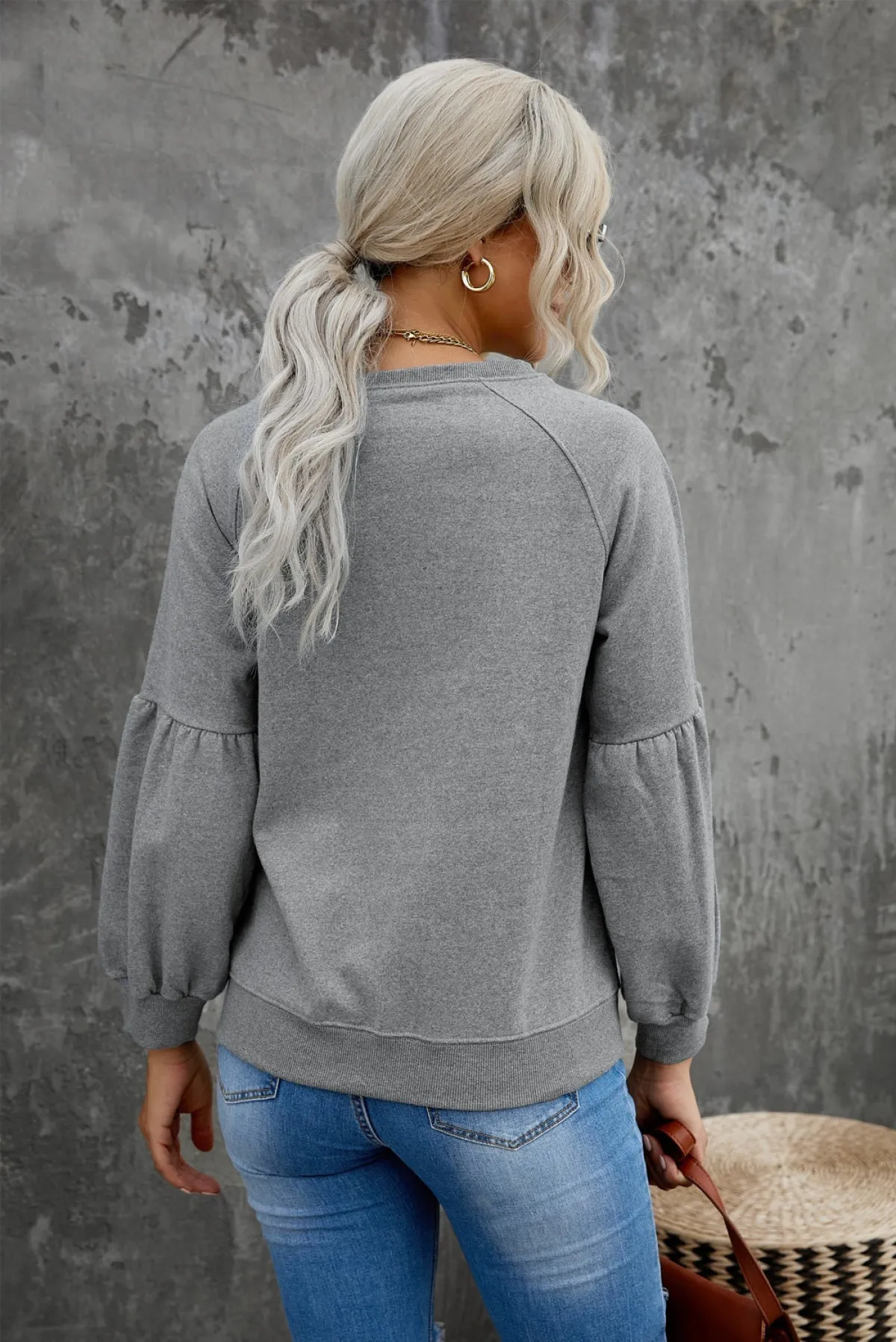 Raglan Patchwork Sleeve Pullover Sweatshirt