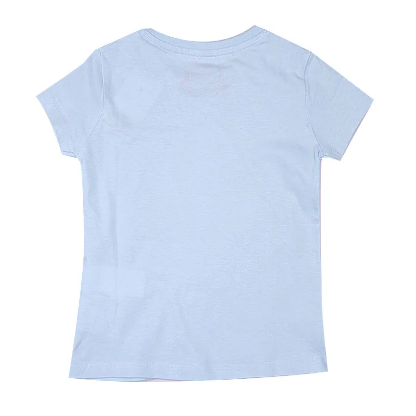 REDTAG Girl's Sky Blue Casual T-Shirts