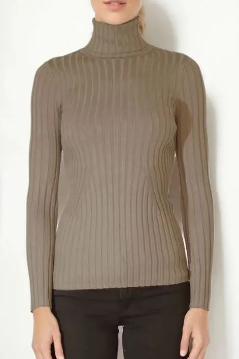 Ribbed Turtleneck Sweater - Fog