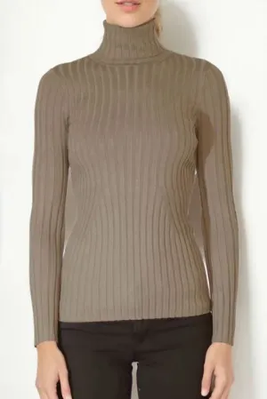 Ribbed Turtleneck Sweater - Fog