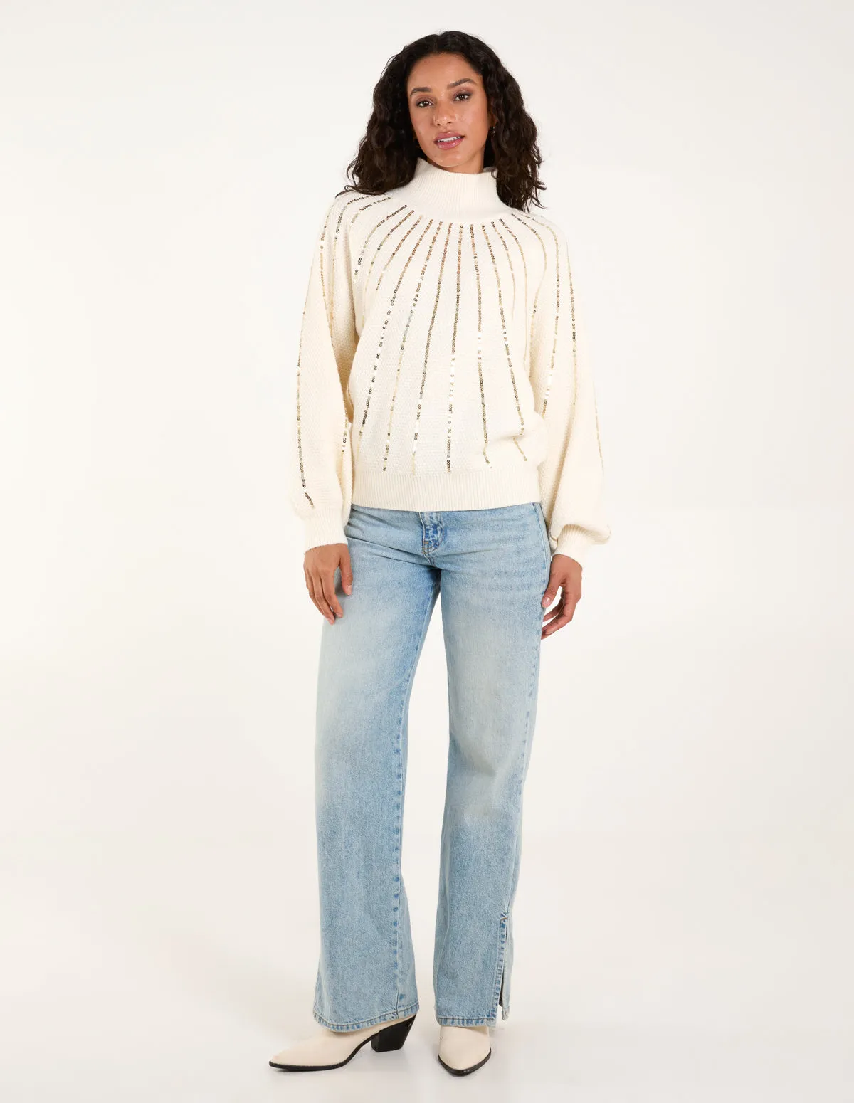 Sequin High Neck Jumper