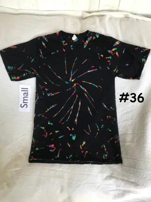 Small Midnight Crystal Rainbows Spiral/Scrunch Tie-Dye tee  #36