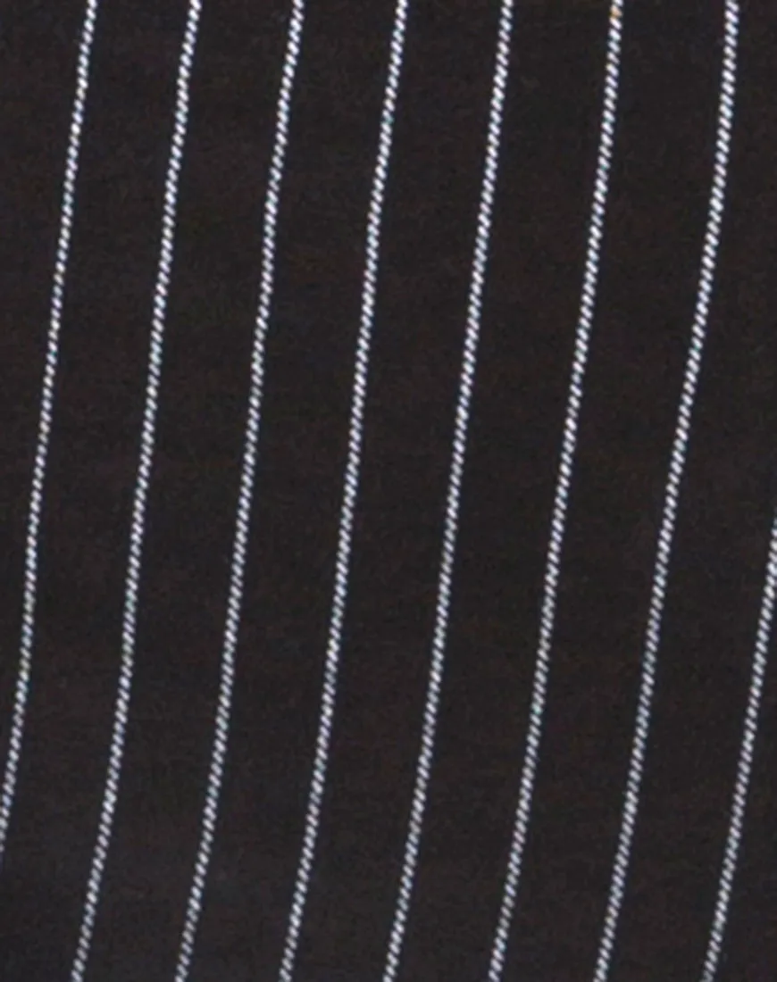 Solita Unitard in Pinstripe Black