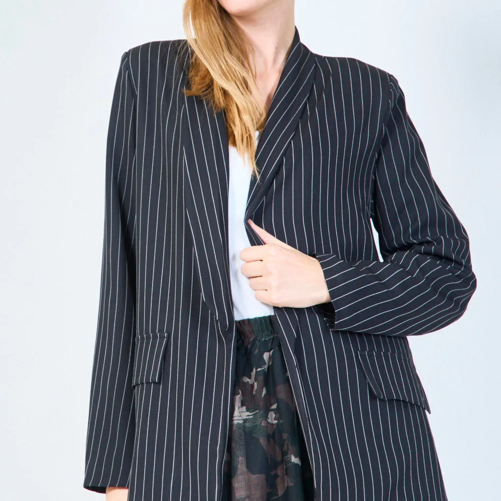 Striped open-front blazer with flap pockets wholesale