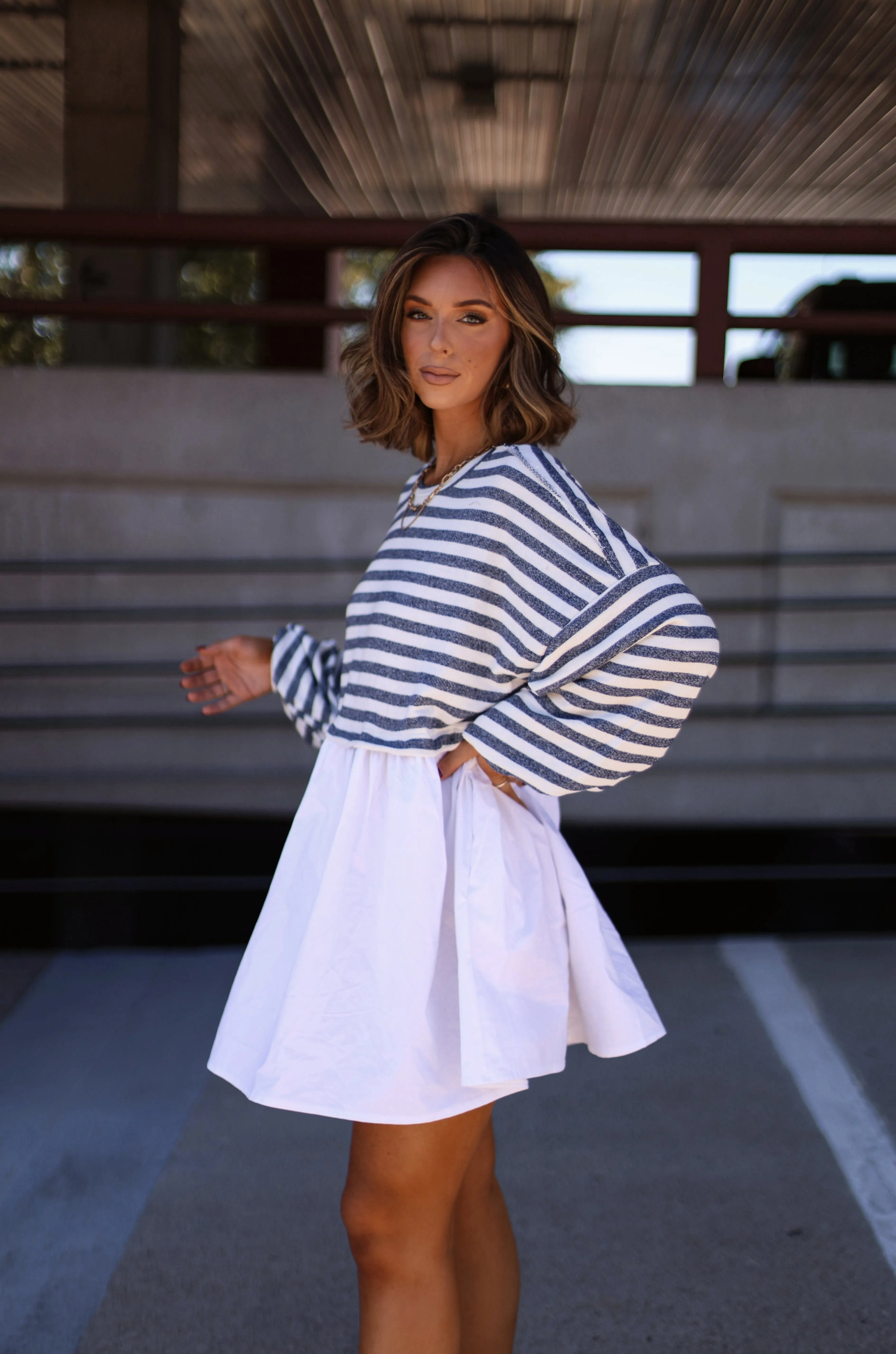 Striped Oversized Poplin Dress