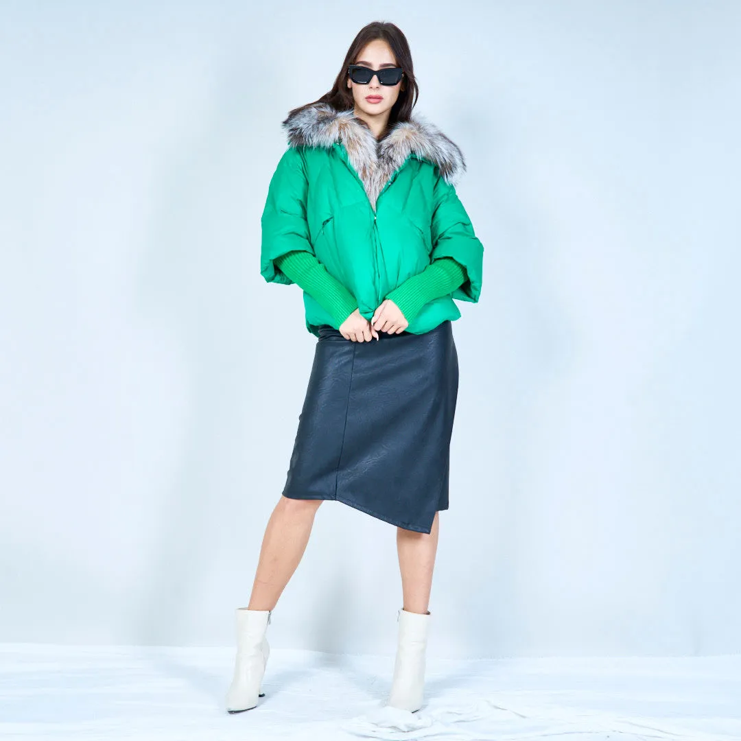 Stylish cropped puffer duck down coat with fur collar wholesale