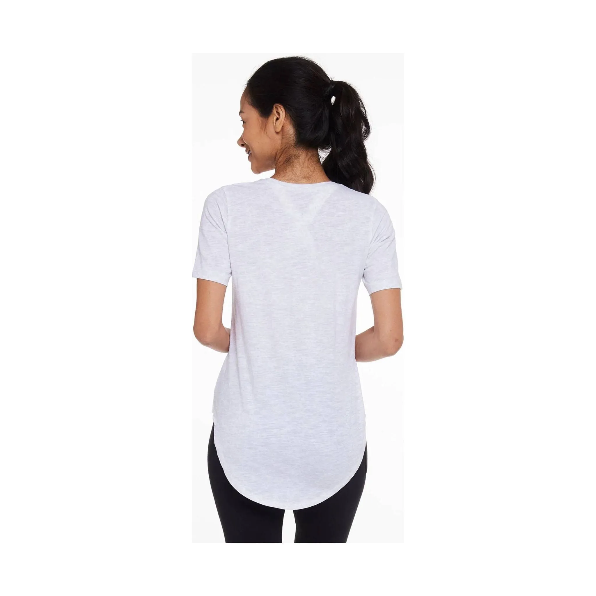 Tasc Women's Longline Boyfriend T Shirt - Light Gray Crater - ONLINE STORE CREDIT/EXCHANGE ONLY