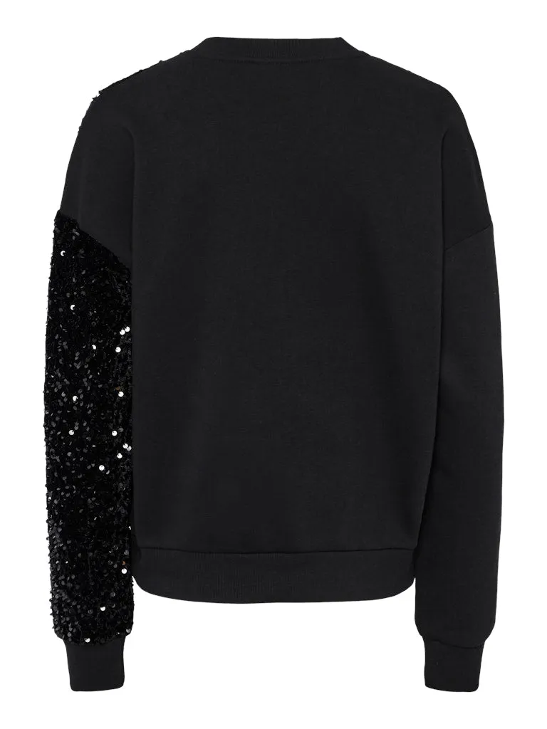 The Nancy Sequin Sweatshirt - Black Tone Sequence