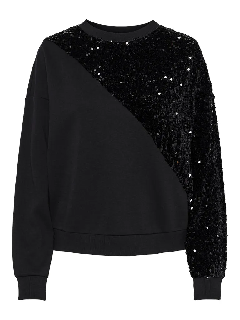 The Nancy Sequin Sweatshirt - Black Tone Sequence