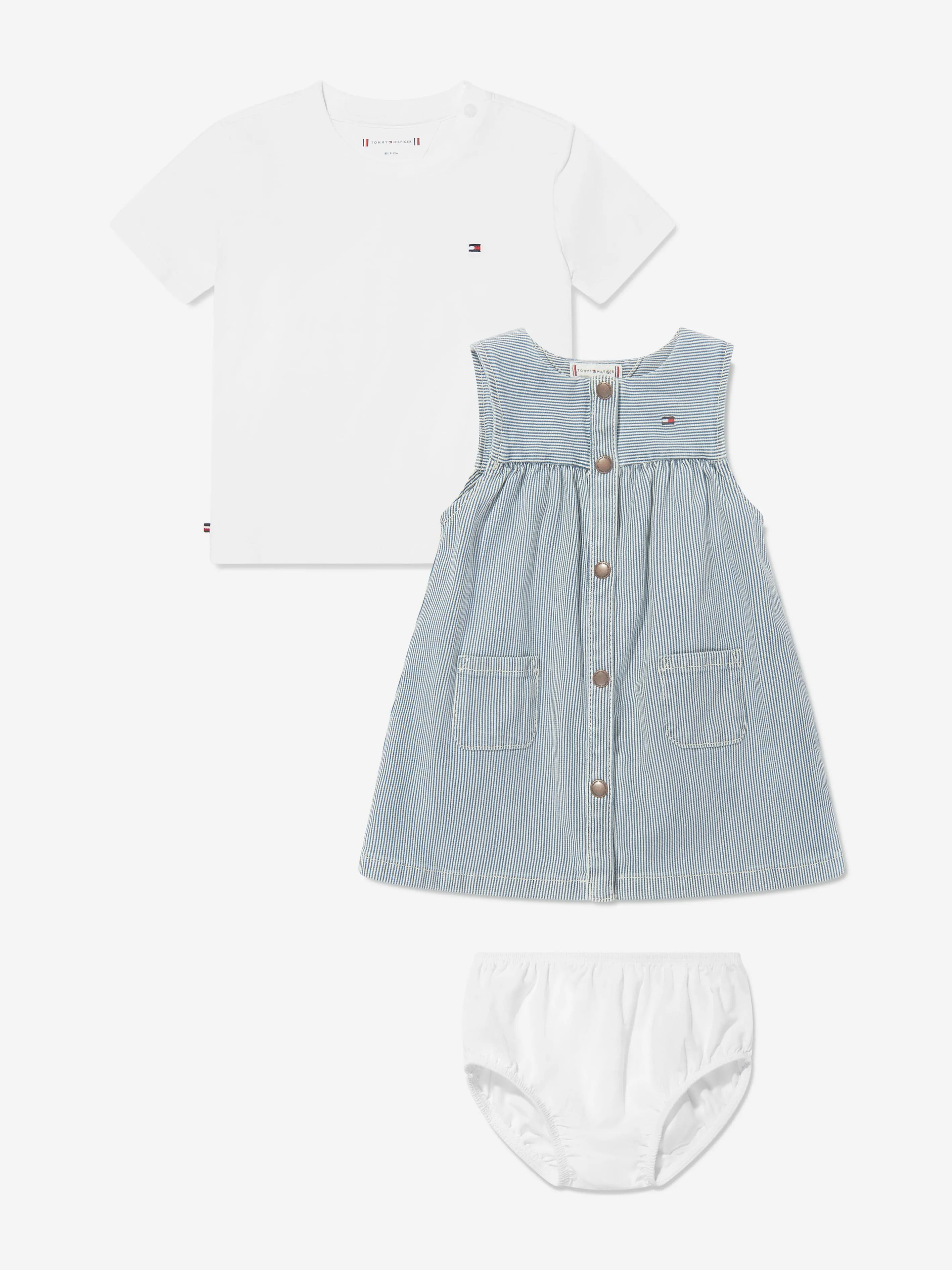 Tommy Hilfiger Baby Girls Denim Striped Dress Set in Blue