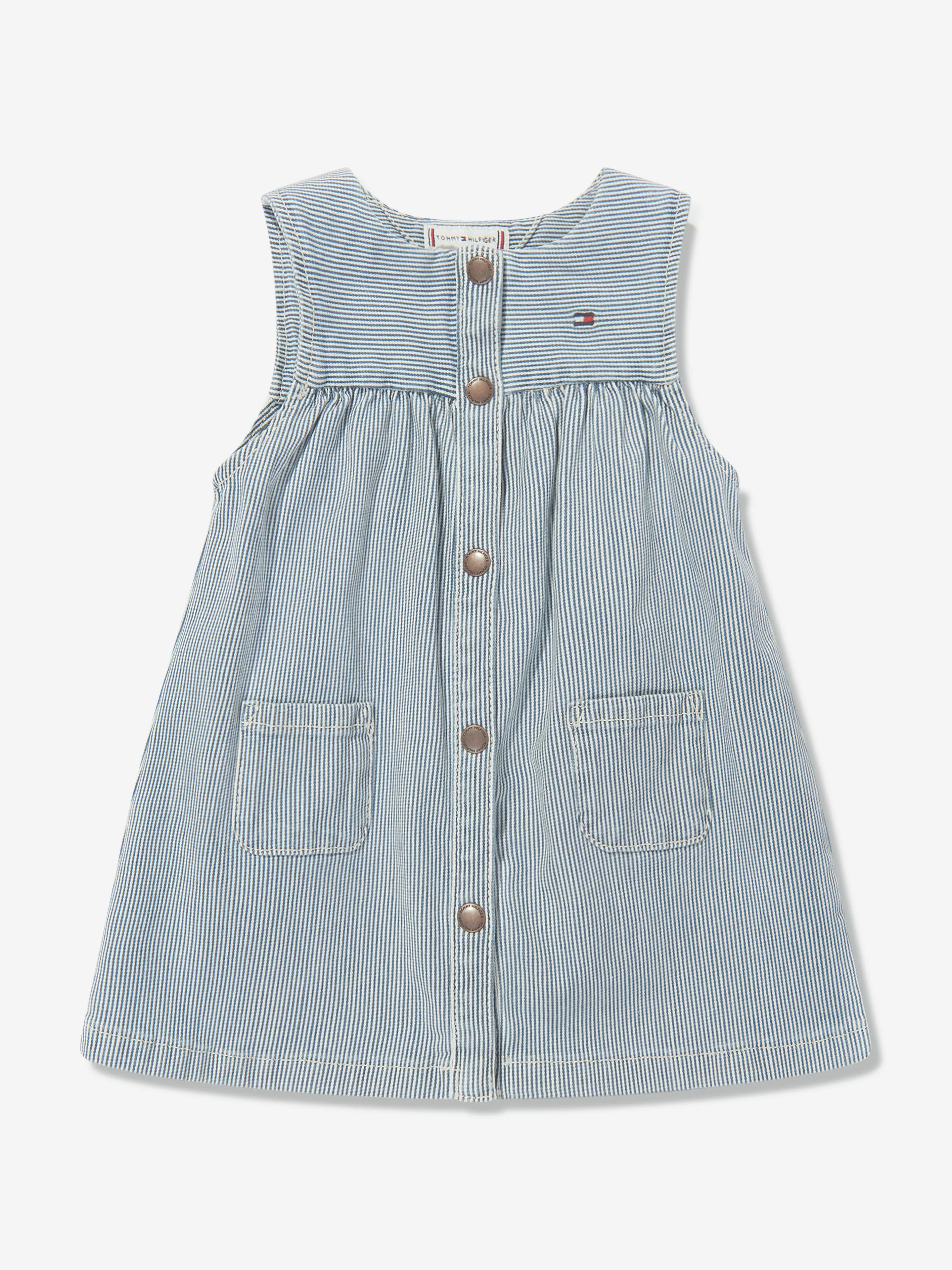 Tommy Hilfiger Baby Girls Denim Striped Dress Set in Blue